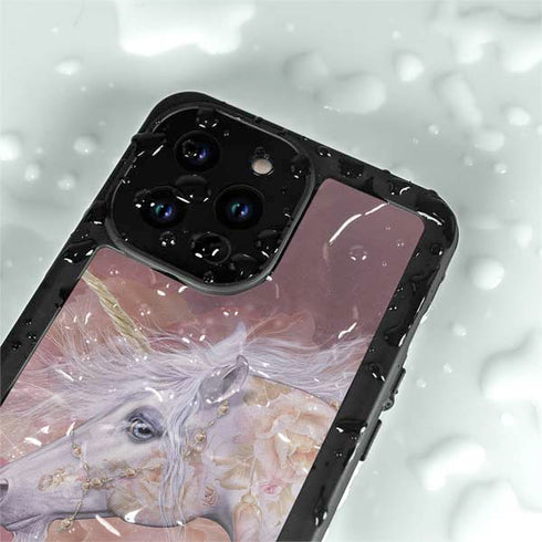Licorne Florale Rose Unicorn by Laurie Prindle iPhone 15 Pro Waterproof Case